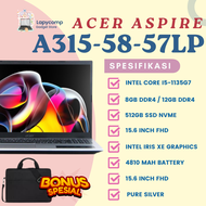 LAPTOP ACER A315-58-57LP INTEL CORE I5-1135G7 RAM 12GB SSD 512GB BONUS INSTAL WINDOWS