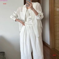 LAHSTORE women's loose long-sleeved linen shirt, youthful, multi-purpose basic design (Orange)