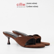 Cillie Women's High Heels Suede 7cm High Heel Flip-flops with Soft Cushion