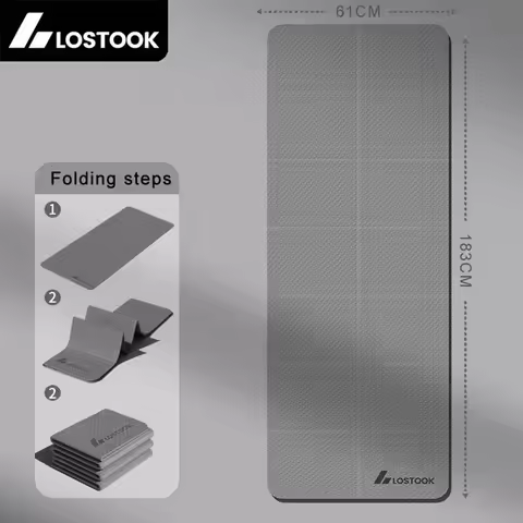 4mm Thick TPE Foldable Yoga Mat 183*61cm Easy Storage for Travel Yoga Pilates Home Exercise Floor Ma