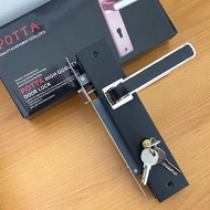 HANDLE PINTU RUMAH 1 SET HITAM DOFF MINIMALIS 25CM / 1 SET KUNCI PINTU RUMAH KOTAK LENGKUNG