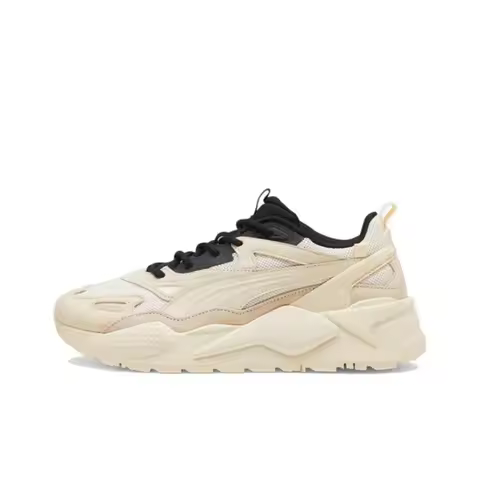 Puma RS-X Efekt Beige Black Minimalist Durable Cushioned Comfortable Round-Toe Low-Top Unisex Sneake