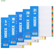 SHINE Loose-leaf Dividers, A4 Size Index Separator Page