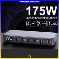 TAFFWARE Charger USB Docking Station 6 Port Type C PD QC GaN 175W - BK-112D