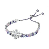 純銀八心八箭鋯石雙併手鍊 - 繡球花(銀色)