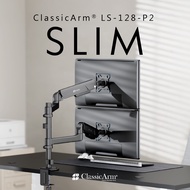 Raymii SLIM Series LS-128-P2 Pneumatic Dual Screen Stand 35 Inch 12KG Telescopic Hanging Monitor Arm