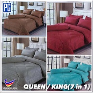 PG HOME:Set Cadar Hotel Comforter Fitted BedSheet with Pillow Case Moden Cadar Queen Size 7 in 1 ( 2