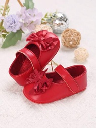 Zapatos De Princesa De Suela Suave Con Nudo De Mariposa Roja Para Bebés De 0 A 1 Años En Primavera Y Otoño