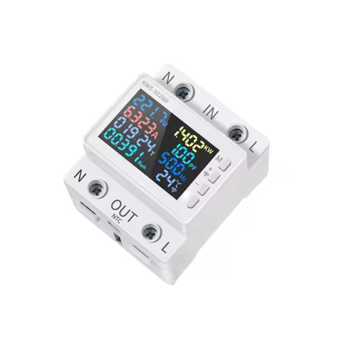KWS-302WF Voltage Ammeter 0 To 63A 0-9999Kwh 170~270V 50-60HZ Guideway Voltage Ammeter High-definiti