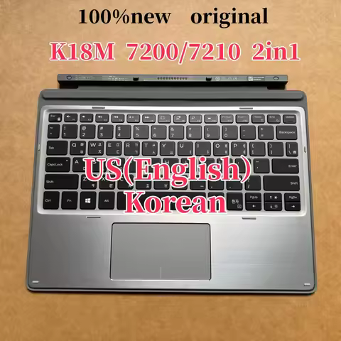 100%New US English Korean For Dell latitude 7200 7210 2in1 keyboard K18M Tablet keyboard 24D3M 024D3