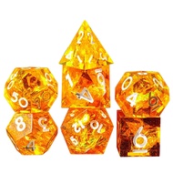 Polyhedral Dice Set 7 Piece Sharp Handmade Dice Set with Sharp Edges for RPG MTG Table Games D&D Pat
