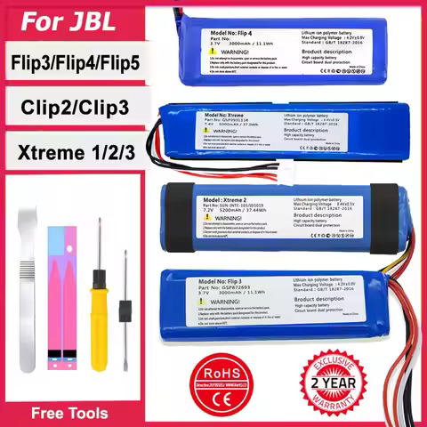 Replacement Battery For JBL Charge Flip Clip Xtreme 2 3 4 5 Flip3 Flip4 Flip5 Clip2 Clip3 Xtreme2 GS