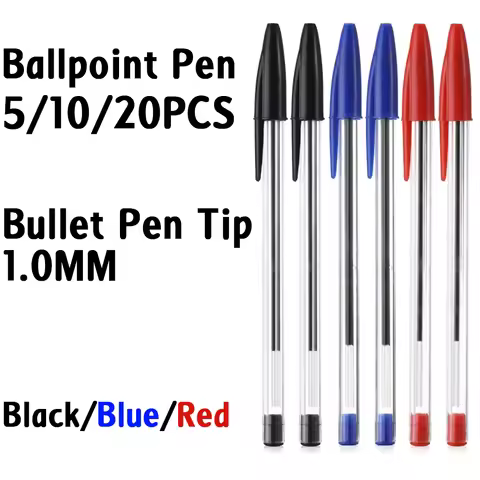 Bulk Pack 5/10/20Pcs Ballpoint Pens 1.0mm Gel Ink Black Red Blue for Students Office Use Signing Wri