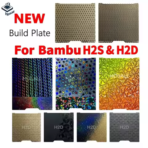 PEI Plate For Bambu Lab H2D Build Plate Textured PEI Smooth PEO PET PEY Spring Steel Sheet for Bambu