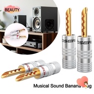 BEAUTY Musical Sound Banana Plug, Gold Plated for Speaker Wire Nakamichi Banana Plug, Pin Screw Type  Black&amp;Red Speaker Wire Cable Connectors