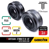 TTArtisan 27mm f2.8 Auto Focus เลนส์ FUJI / Sony / NIKON Z Pancake ( 27 mm f 2.8 STM X-Mount ออโต้โฟกัส เลนส์ สำหรับ กล้อง ฟูจิ เมาท์ FX XF X NZ NEX E NIKONZ Mount Fujifilm 24mm 25mm 24 25 TTartisans 7artisans )