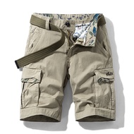 Cargo Shorts Men Spring Summer Breeches Cotton Bermuda Solid Denim Casual Multi-Pocket Pants Clothin