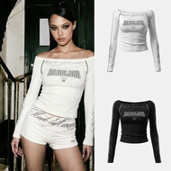 [Brand Air Transport] Off-the-Shoulder Top Oblique Shoulder Off-the-Shoulder Top American Top Hot Gi