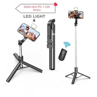 Selfie stick R1-L + LED selfie stick light 3 in 1 bluetooth 170 cm selfie stick rick 360" selfie sti