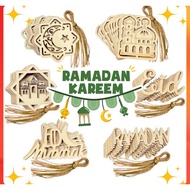 (READYSTOCK)1 pcs RAYA Wooden tag Eid Mubarak/Ornaments/Gift Box/HariRaya/Ramadan/Wooden Craft/Set Hiasan Raya Kayu Deco