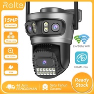 Rolte 5G/2.4G WiFi 15MP/10MP 3-Lens PTZ Camera 5X Zoom IP CCTV Camera O-KAM Pro APP 1 Year Warranty