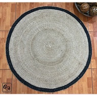 GA-A004 - Abaca Round Carpet Black - Small sizes - Natural material - 45 inches