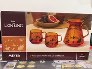 Disney 迪士尼獅子王玻璃水壺及杯子三件套