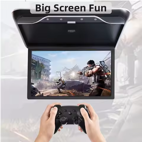 TEENRAM 19 Inch Car Monitor Multimedia Video Player 4+64GB 1080P Android 10 Ceiling TV Roof Mount Di