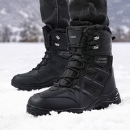 Ready Stock Men Snow Boots Plus Wool Long Tube Snow Boots Hiking Shoes Combat Boots Fashion Casual S