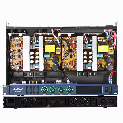 SenMicre LED600 4X600W 8Ohm Professional Digital Power Amplifier 4 Channel Sound Amplifier DJ Subwoo