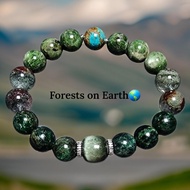 Customize Natural Green Crystal Bracelet Actinolite Green Phantom chrysocolla Wood Elements B39