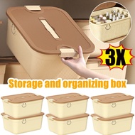 [3-5 Days Arrive]3Pcs Organizing Box with Handle & Buckle, Milk Coffee Storage Container for Underwe