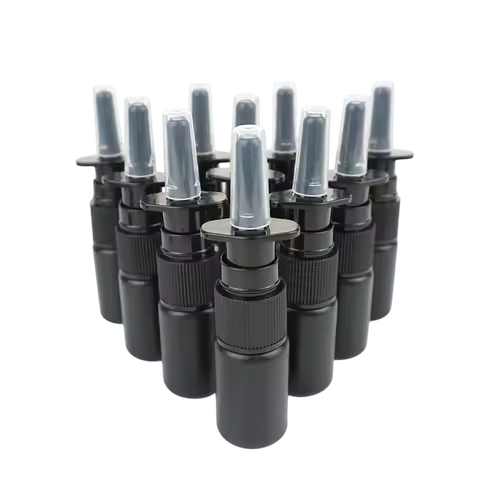 20/50/100pcs Customized 10ml HDPE Black Nasal Spray Bottle with Fine Black Nasal Sprayer Empty White