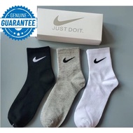【Ready Stock】 Nike_ 100% Men and Women Code Cotton Sports Casual Socks