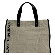 VIEN ANTA VIVIENNE TAM Tote Bag Purse natural linen leather black Direct from Japan Secondhand