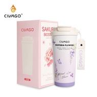 CIVAGO 17oz Vacuum Insulated Tumbler with Straw, Large Capacity, Leakproof Ceramic Mug