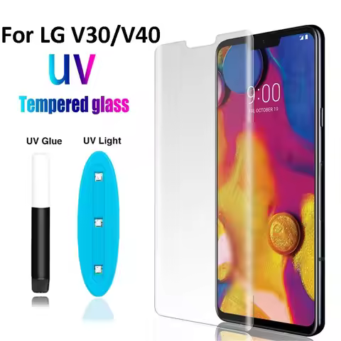 1-3 Pcs 20D Curved UV Nano Liquid Full Glue Tempered Glass for LG V30 V40 Screen Protector Full Cove