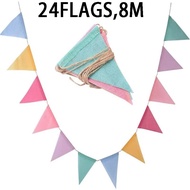 8/18M 6-Color Faux Linen Pennant Flags Christmas Colorful Flags New Style Imitation Linen Pennant