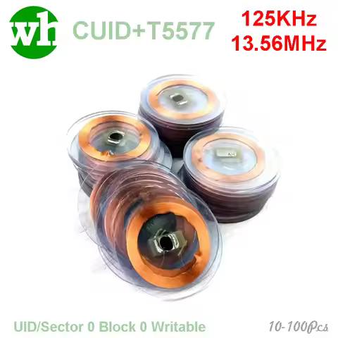 5-100Pcs Dual Chip RFID Sticker 13.56Mhz 1K CUID and T5577 125 KHz ID Card Readable Writable Rewrite