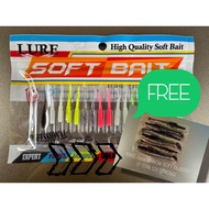 Ajing Fishing Soft Plastic Bait with Jig Hook Combo Set