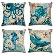 [DL]Octopus Sea Turtle Whale Sea Horse Cushion Cover Throw Pillow Case Sofa Decor