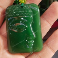 kalung liontin green jade giok burma lambang kepala Buddha