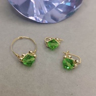 10k swarovski ring and clip earrings set