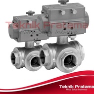 Actuator Ball Valve 3 Way Type L Port Double Acting Size 1 1/2 Inch