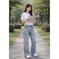 (Women) EXPRESS women's jeans with box pockets, strong elasticity