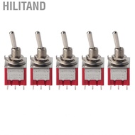 Hilitand 5Pcs Toggle Switch  2A/250V AC 5A/120V ON-ON 2 Position 3PDT 9 Pin Button Head Diameter 6mm