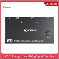 ChicAcces Dual Computer Kvm Switch for Triple Monitors Usb Device Recognition Kvm Switch Ultra-fast 8k30hz 4k144hz Usb3.0 Kvm Switcher for Computer Eu Plug