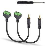 Poyiccot 3.5mm Screw Terminal Block Cable, 2Pack 3.5mm to Speaker Wire Adapter Cable 3.5mm (1/8inch)
