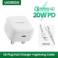 🇲🇾(PD CHARGER COMBO DEAL)UGREEN Power Delivery 20W PD 3.0 Quick Fast Charger + UGREEN IPHONE MFI PD 