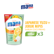 [Paket Isi 3] MAMA Lemon Sabun Cuci Piring Yuzu & Jeruk Nipis Anti Lemak & Bau 680ML